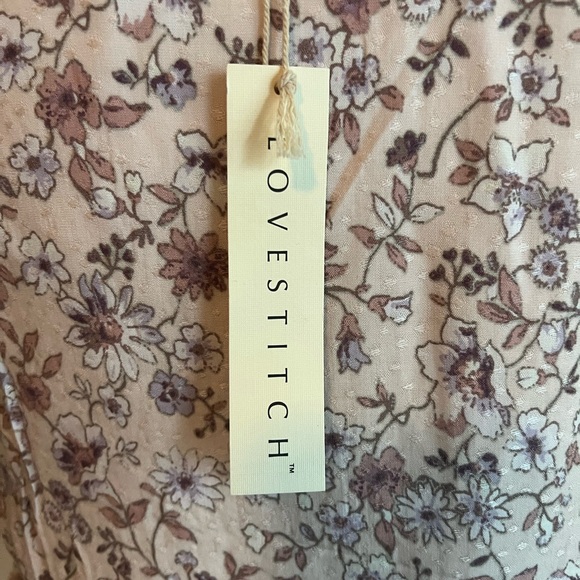 Lovestitch Boho Floral Tie-Front Top - Blush - Size M - Picture 5 of 5